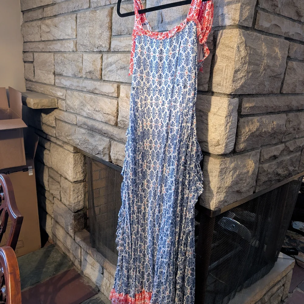 Vineyard Vines Henrietta Blue and Pink Patterned Dress, 8 - Picture 8 of 8